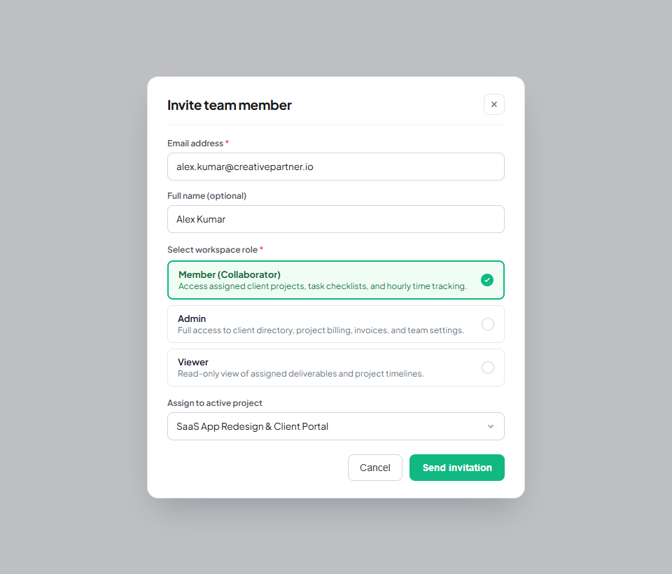 Flanceflow Team Members Management Interface