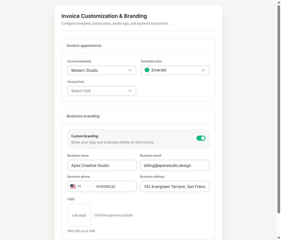 Flanceflow Invoice Customization Studio